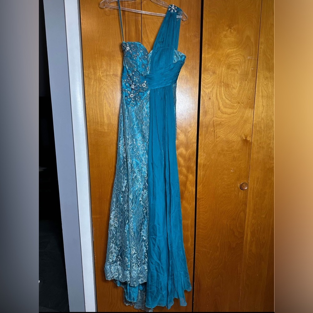 Teal lace formal dress XS